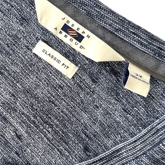 JOSEPH ABBOUD Men's LS V 100% Cotton Top Blue Heather EUC Size 2X - Picture 4 of 6